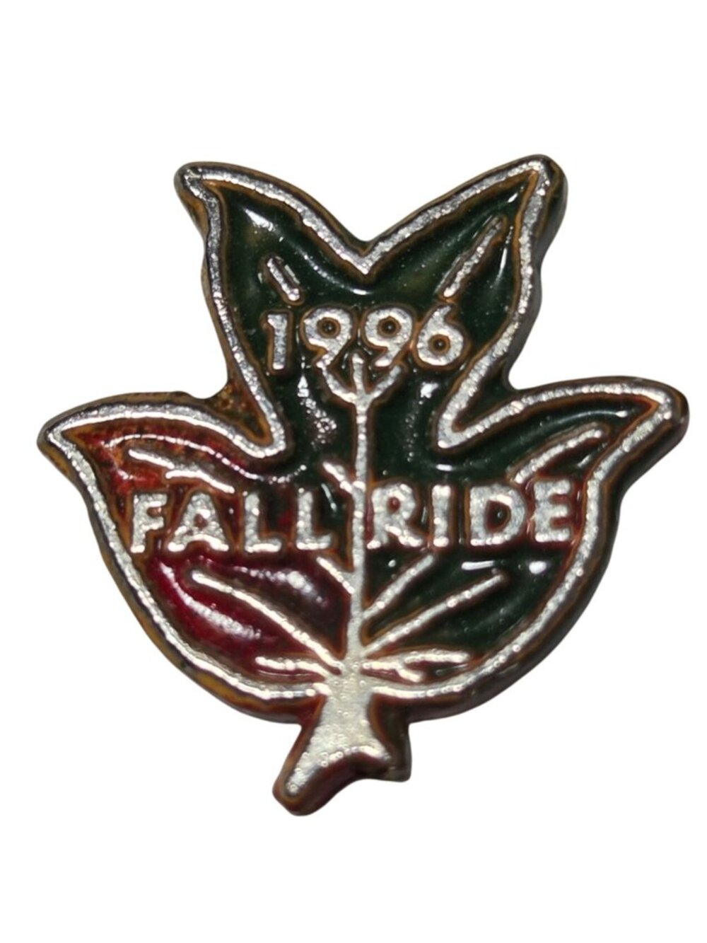1996 Fall Ride Maple Leaf Shaped Enamel Lapel Pin Dual Clutch Backing Jewelry